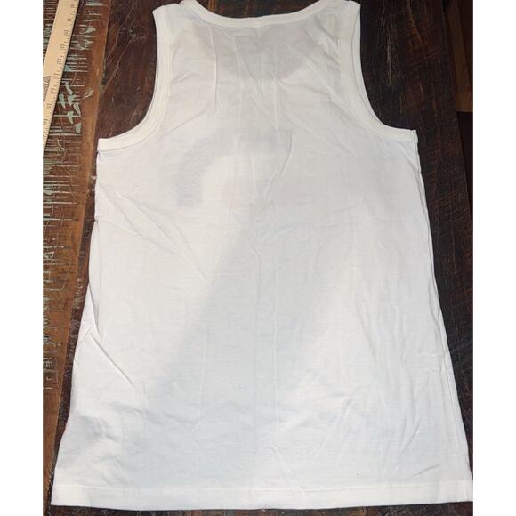 Men's Sm North Face White Muscle Tank Patriotic Logo Beach Stringer USA America - Picture 5 of 8